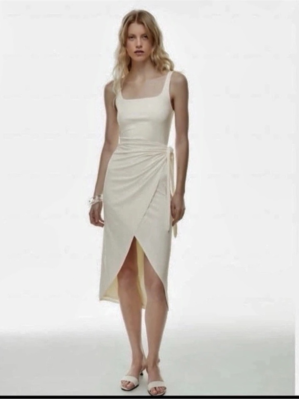 Aritzia Wilfred Saturn Squareneck Midi Dress Cream